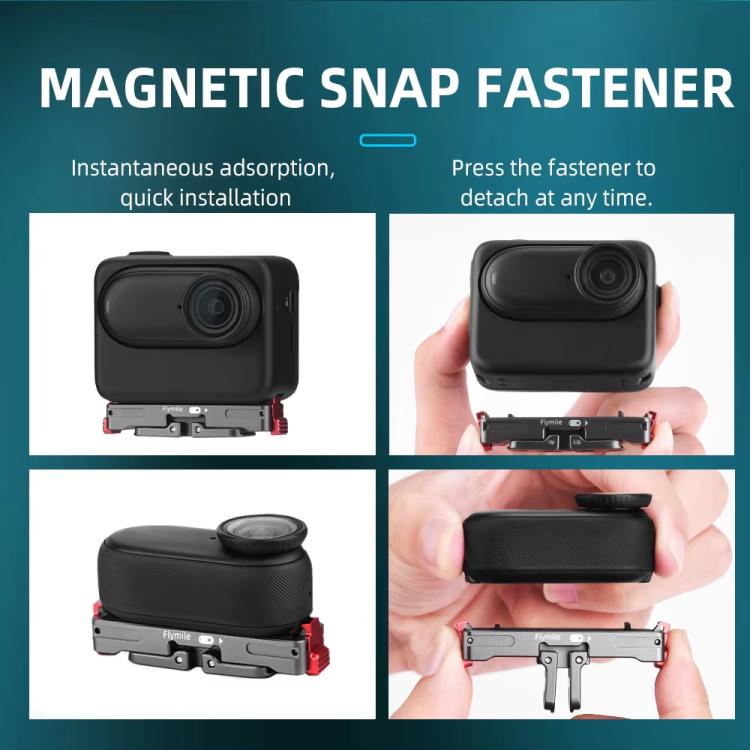 For Insta360 GO 3 / 3S Flymile Magnetic Metal Quick Release Base Sports Camera Adapter Bracket - Tarnish