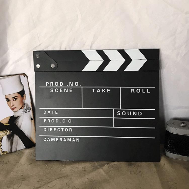 Wooden Director Board Shooting Video Movie City Scene Record Board Photography Props, Style: Large P Black