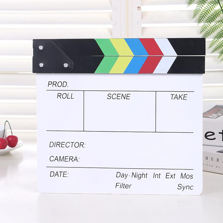 Wooden Director Board Shooting Video Movie City Scene Record Board Photography Props, Style: Colorful Large P White