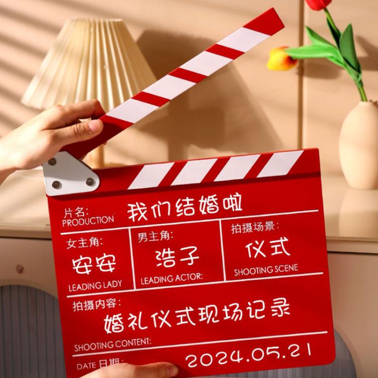 Wooden Director Board Shooting Video Movie City Scene Record Board Photography Props, Style: Small P Black