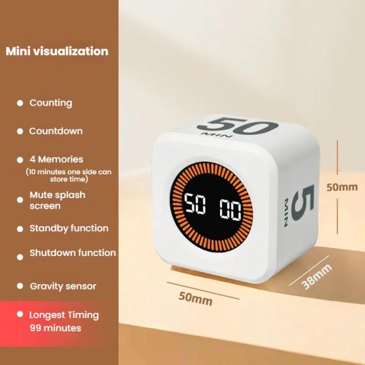 Mini Visual Timer Gravity Sensing Cube Flip Learning Fitness Time Management Timer