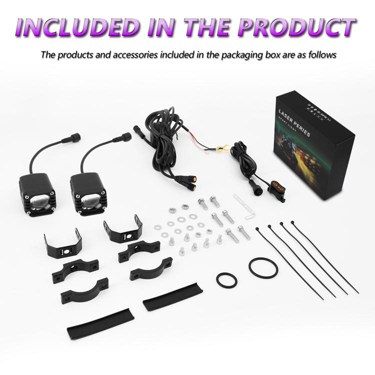 40W Motorcycle Wired Switch Integrated Waterproof Demon Eye Spotlight - Purple Light