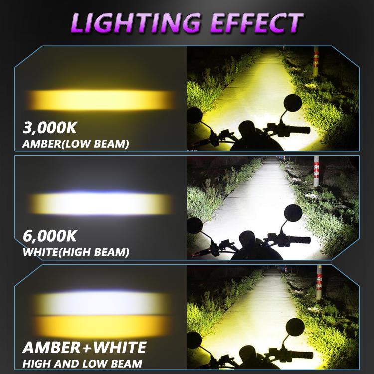40W Motorcycle Wired Switch Integrated Waterproof Demon Eye Spotlight - Purple Light