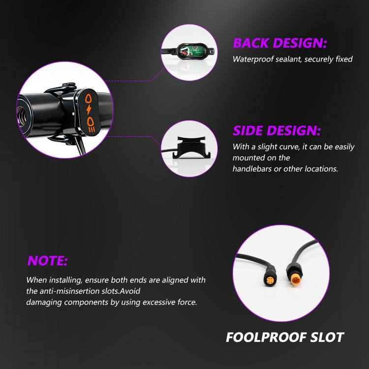 40W Motorcycle Wired Switch Integrated Waterproof Demon Eye Spotlight - Purple Light