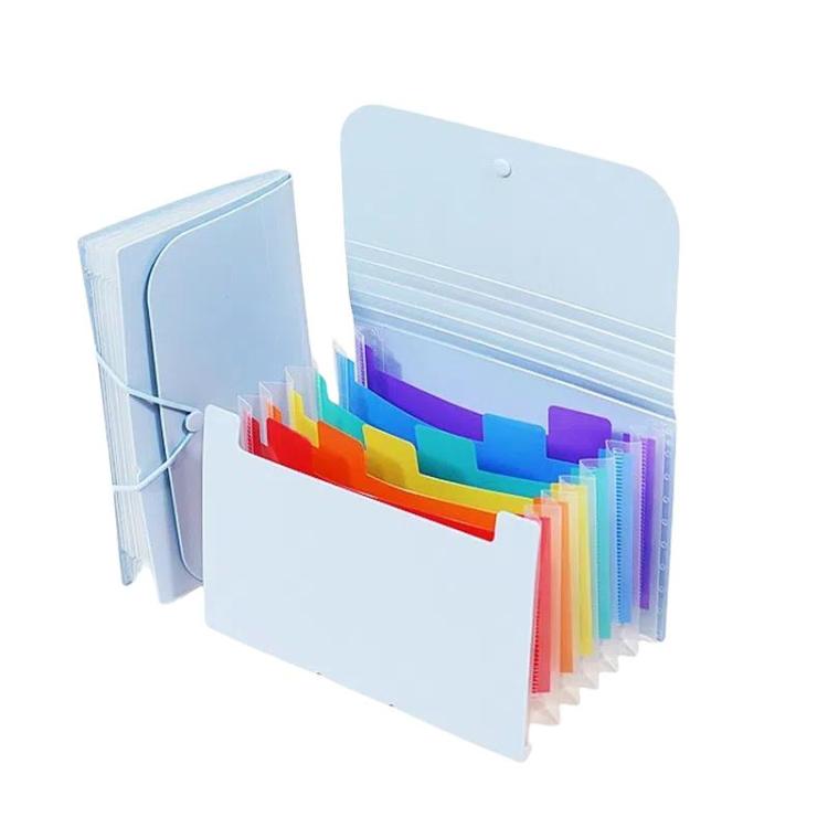 7 Pockets A6 File Organizer Expanding File Folders for Storage and Organization Blue Cover Colorful Inner