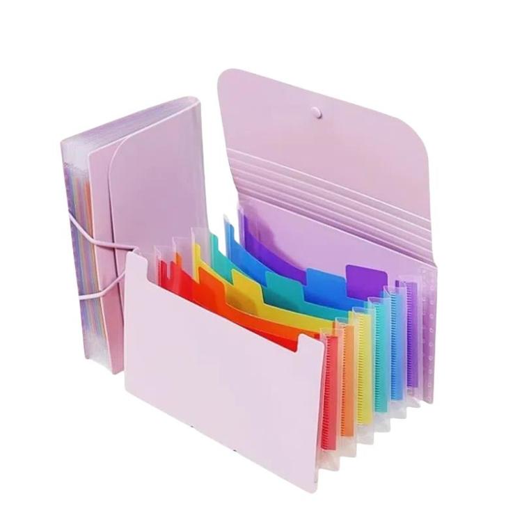 7 Pockets A6 File Organizer Expanding File Folders for Storage and Organization Purple Cover Colorful Inner
