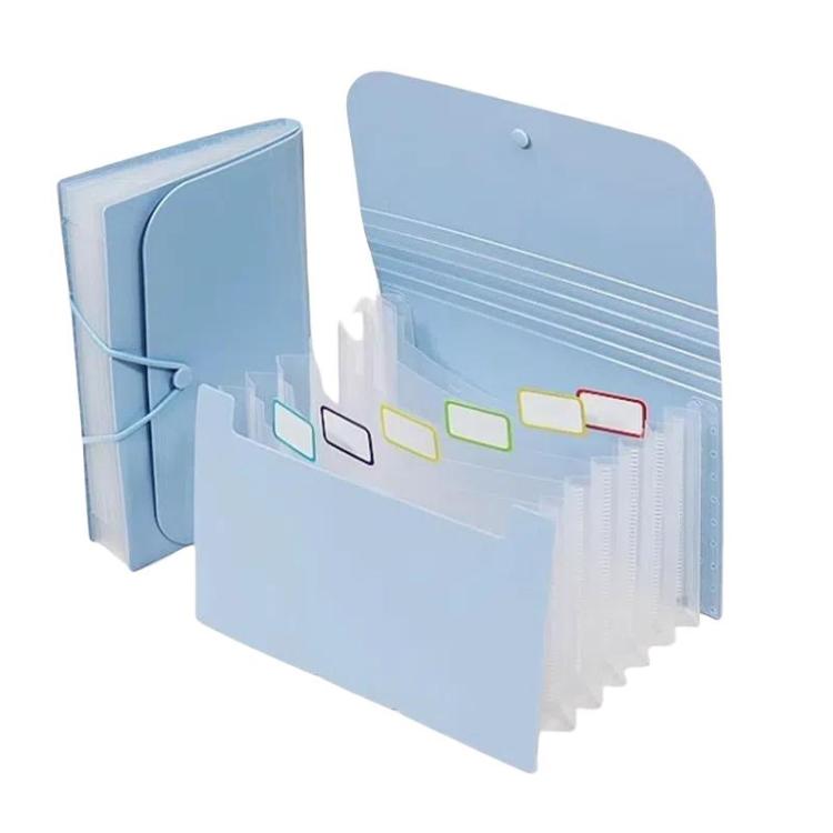 7 Pockets A6 File Organizer Expanding File Folders for Storage and Organization Blue Cover Natural Inner