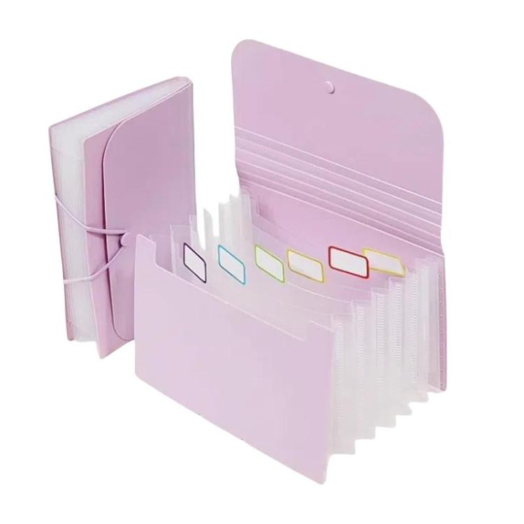 7 Pockets A6 File Organizer Expanding File Folders for Storage and Organization Purple Cover Natural Inner