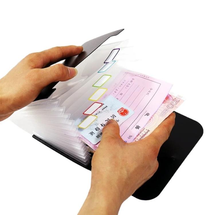 7 Pockets A6 File Organizer Expanding File Folders for Storage and Organization Black Cover Natural Inner
