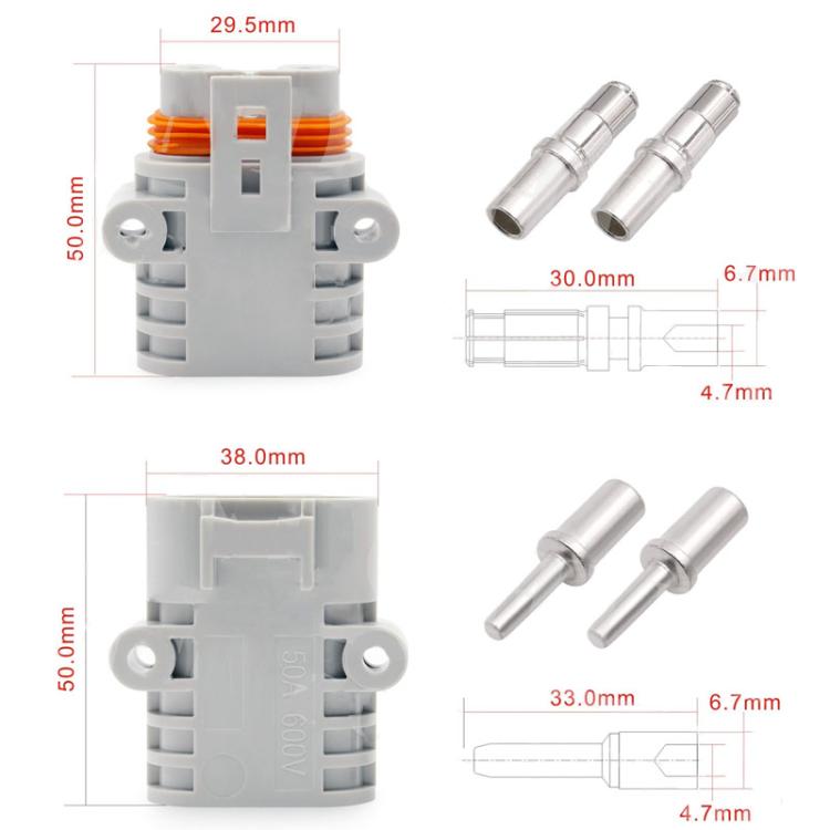Anderson 50A 12V/24V Air Conditioner Waterproof Plugs Automotive Power Cord Connector