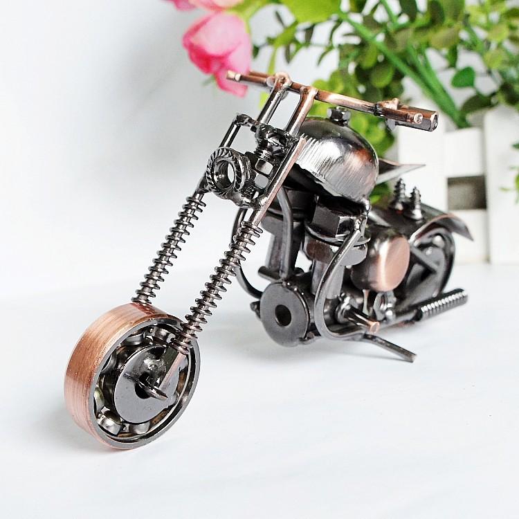 Metal Iron Motorcycle Model Ornaments Handmade Crafts, Style: M30A Antique Copper