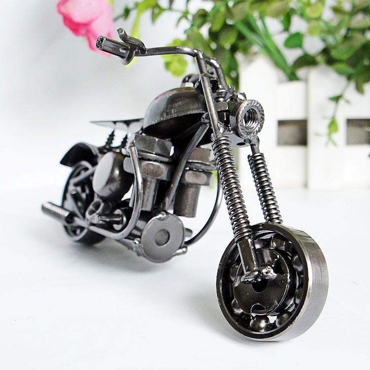 Metal Iron Motorcycle Model Ornaments Handmade Crafts, Style: M30C Black