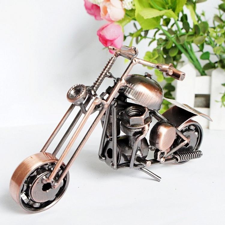 Metal Iron Motorcycle Model Ornaments Handmade Crafts, Style: M31A Antique Copper