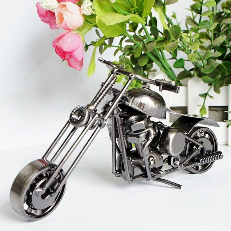 Metal Iron Motorcycle Model Ornaments Handmade Crafts, Style: M31C Black