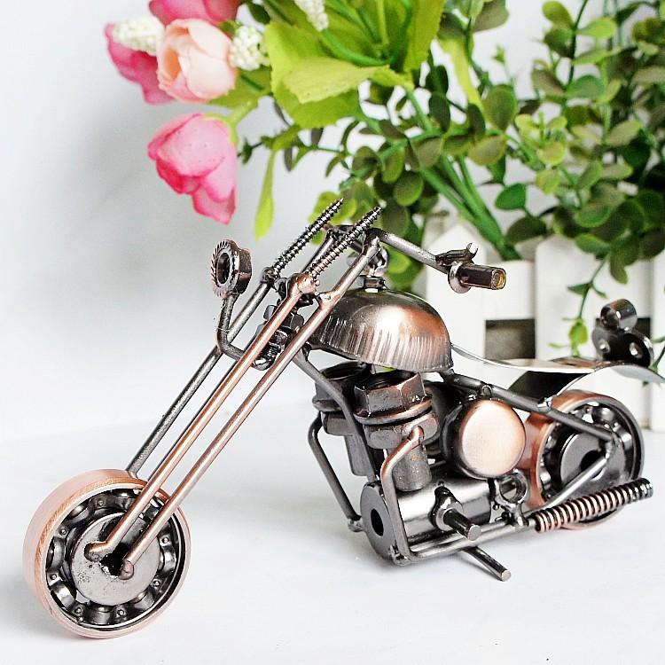 Metal Iron Motorcycle Model Ornaments Handmade Crafts, Style: M32A Antique Copper