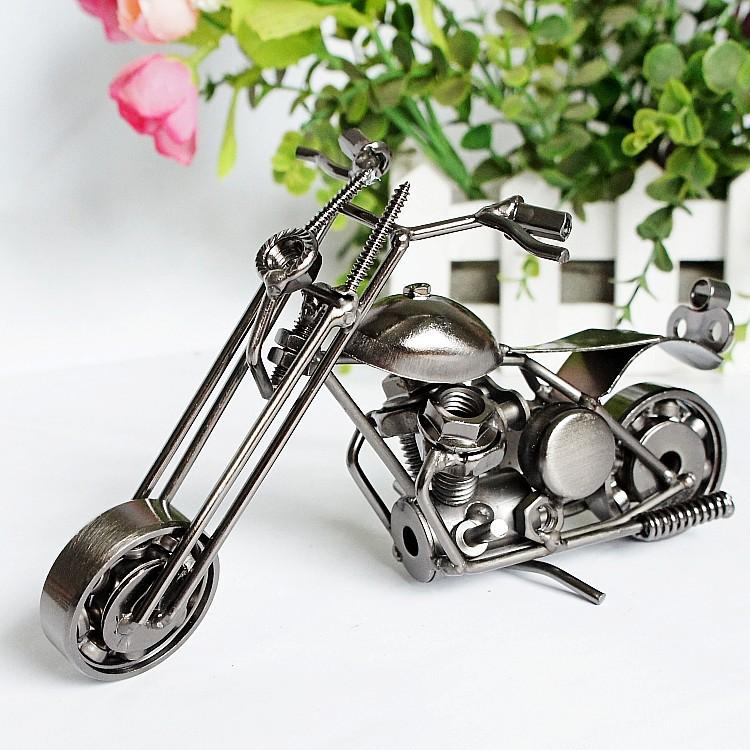 Metal Iron Motorcycle Model Ornaments Handmade Crafts, Style: M32C Black