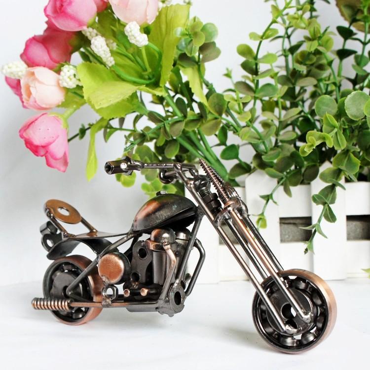 Metal Iron Motorcycle Model Ornaments Handmade Crafts, Style: M33A Antique Copper