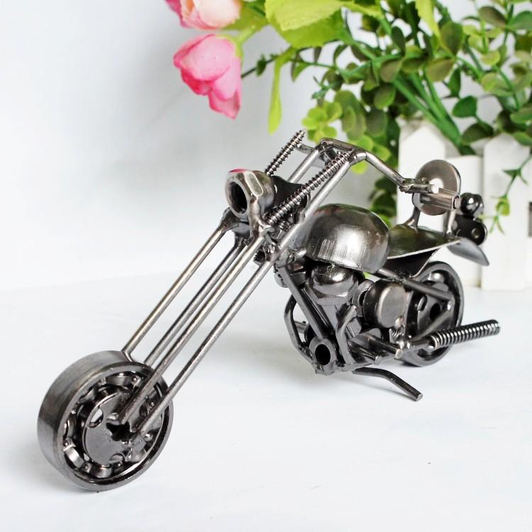 Metal Iron Motorcycle Model Ornaments Handmade Crafts, Style: M33C Black