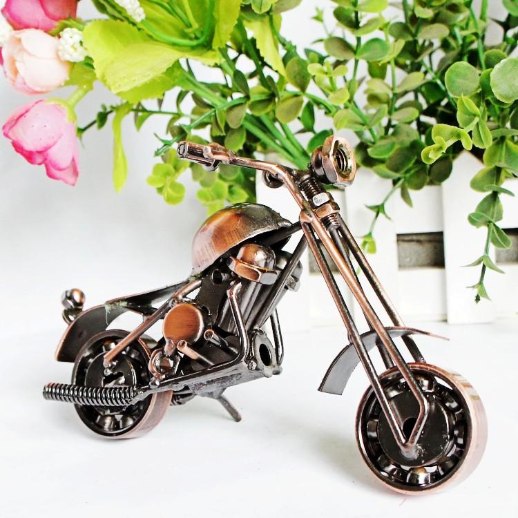 Metal Iron Motorcycle Model Ornaments Handmade Crafts, Style: M34A Antique Copper