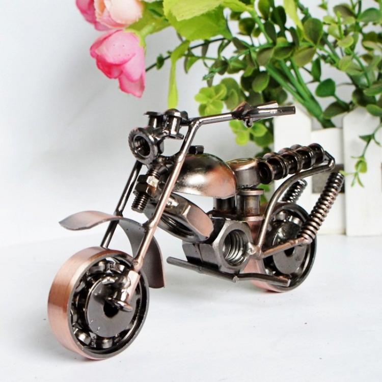 Metal Iron Motorcycle Model Ornaments Handmade Crafts, Style: M35A Antique Copper