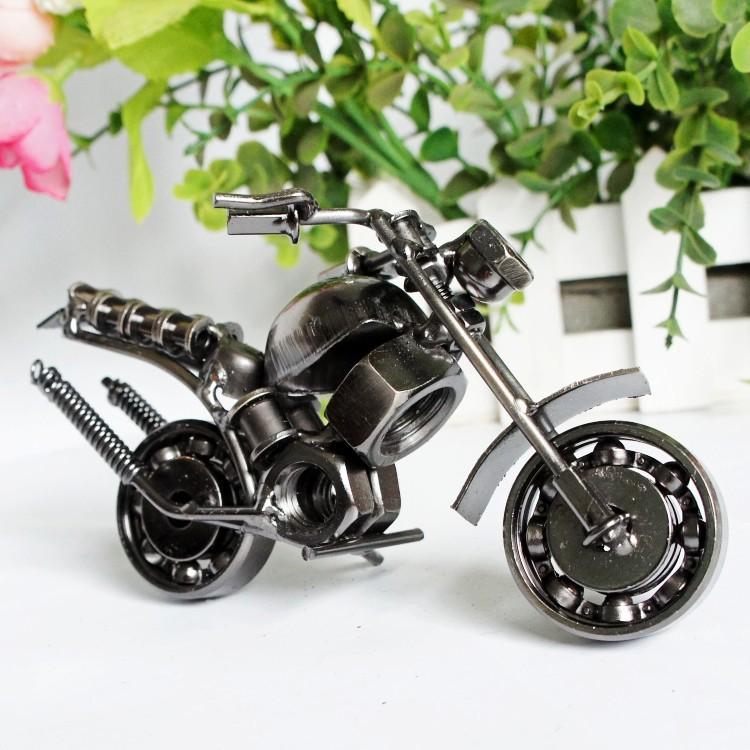 Metal Iron Motorcycle Model Ornaments Handmade Crafts, Style: M35C Black