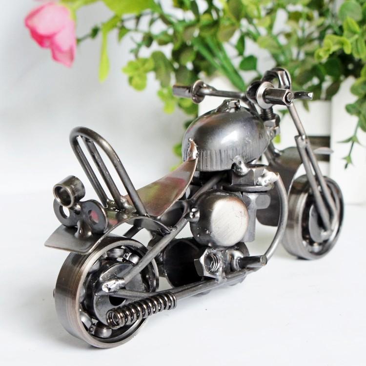 Metal Iron Motorcycle Model Ornaments Handmade Crafts, Style: M36C Black
