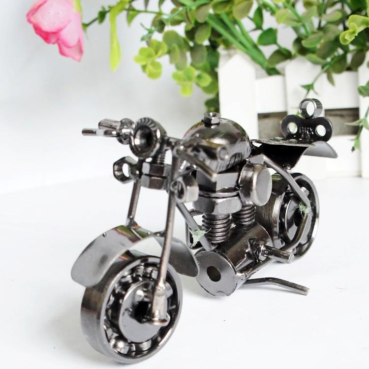 Metal Iron Motorcycle Model Ornaments Handmade Crafts, Style: M37C Black
