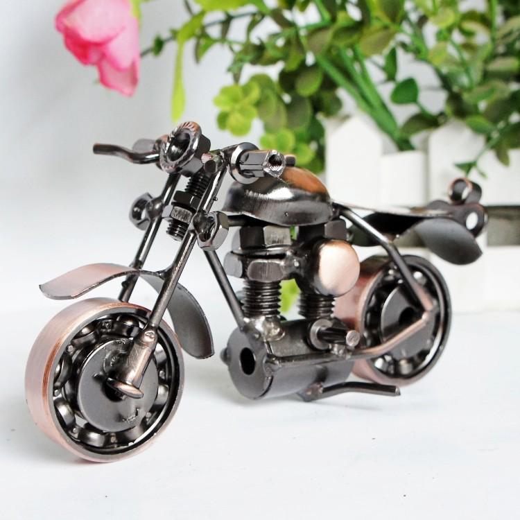 Metal Iron Motorcycle Model Ornaments Handmade Crafts, Style: M37A Antique Copper