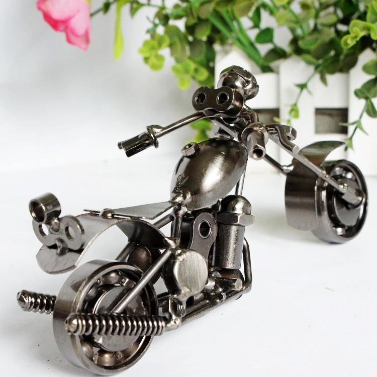 Metal Iron Motorcycle Model Ornaments Handmade Crafts, Style: M38C Black