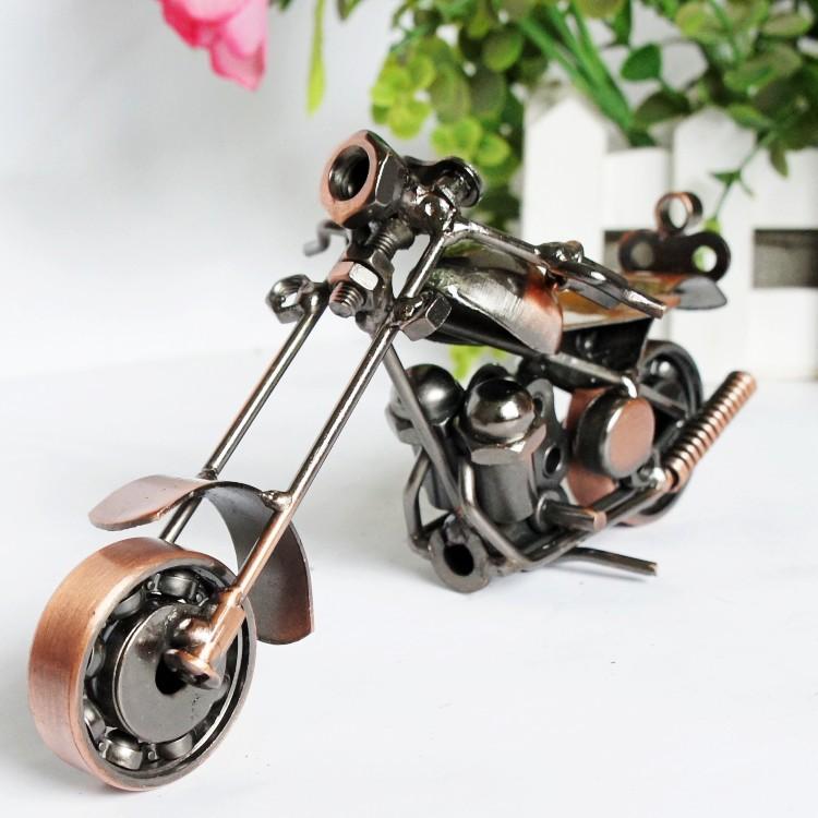 Metal Iron Motorcycle Model Ornaments Handmade Crafts, Style: M38A Antique Copper