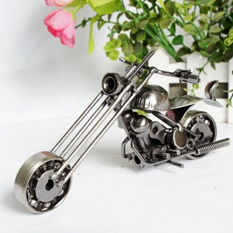 Metal Iron Motorcycle Model Ornaments Handmade Crafts, Style: M39C Black