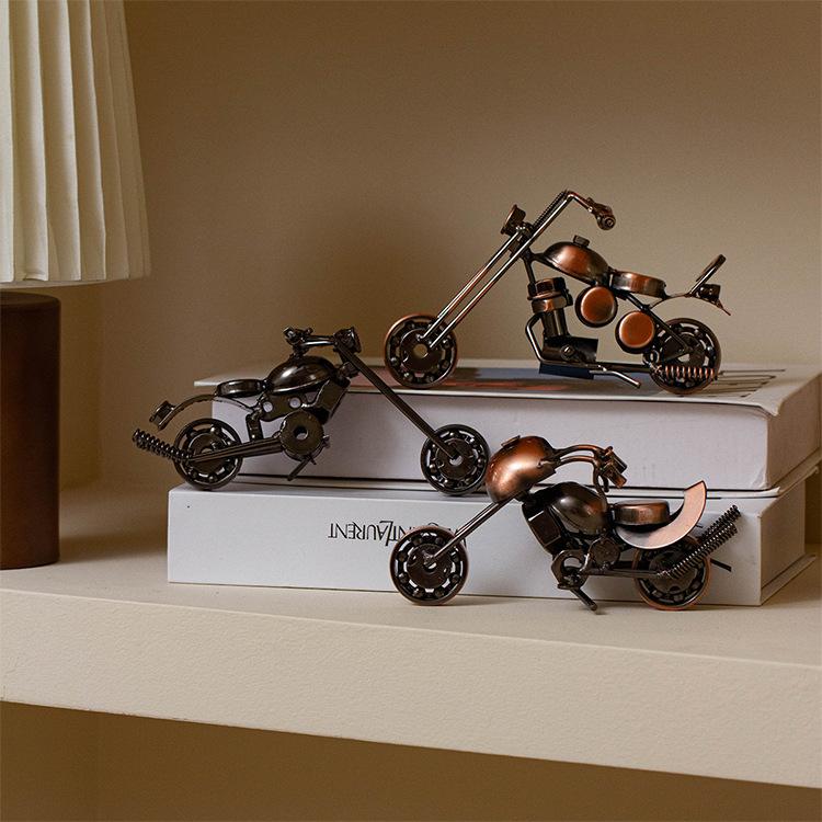 Metal Iron Motorcycle Model Ornaments Handmade Crafts, Style: M38C Black
