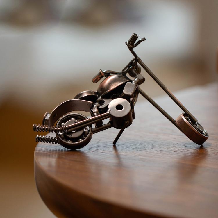 Metal Iron Motorcycle Model Ornaments Handmade Crafts, Style: M32A Antique Copper
