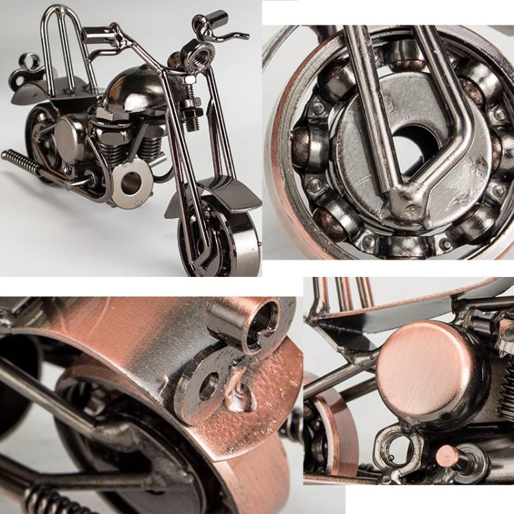 Metal Iron Motorcycle Model Ornaments Handmade Crafts, Style: M34C Black