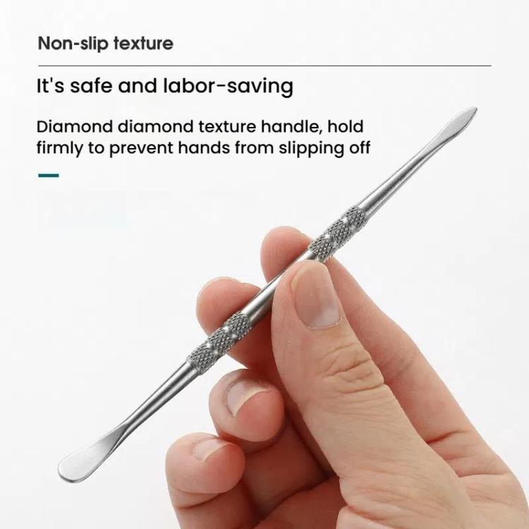 Stainless Steel Soot Spoon Carving Tools, Style: Dual Head 3 Original Color - PVC Bag Single Pack