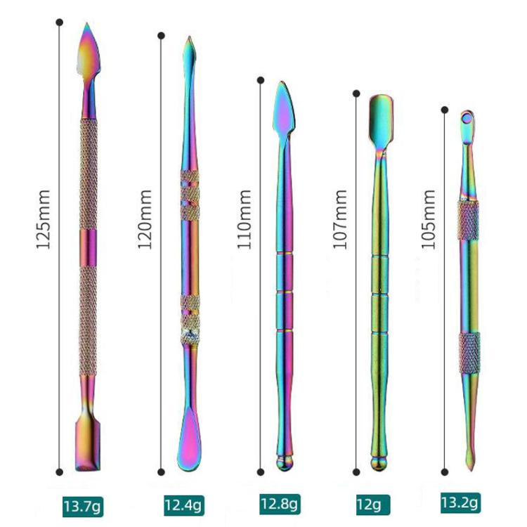 Stainless Steel Soot Spoon Carving Tools, Style: Single Head 2 Colorful - PVC Bag Single Pack