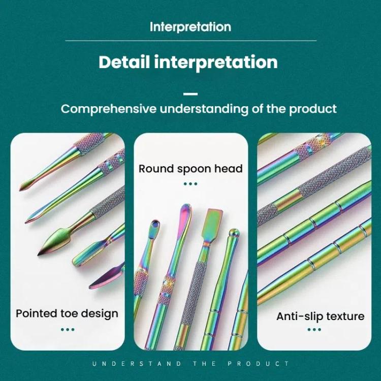 Stainless Steel Soot Spoon Carving Tools, Style: Dual Head 1 Colorful - PVC Bag Single Pack