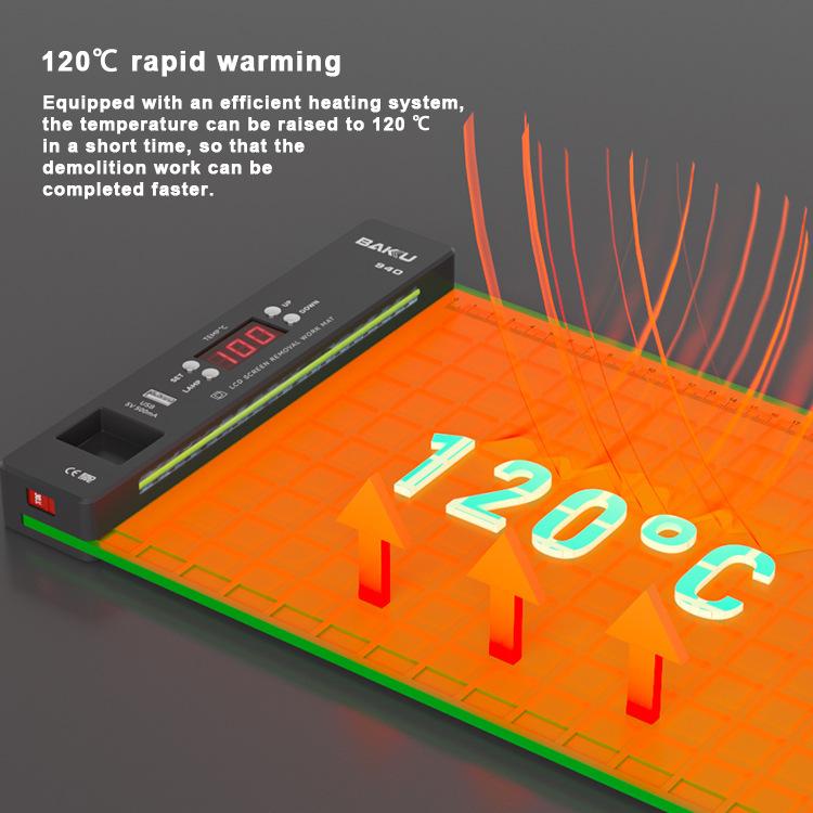 BAKU BA-940 16-inch LCD Screen Removal Work Mat With Heating System and Dust Lighting US Plug