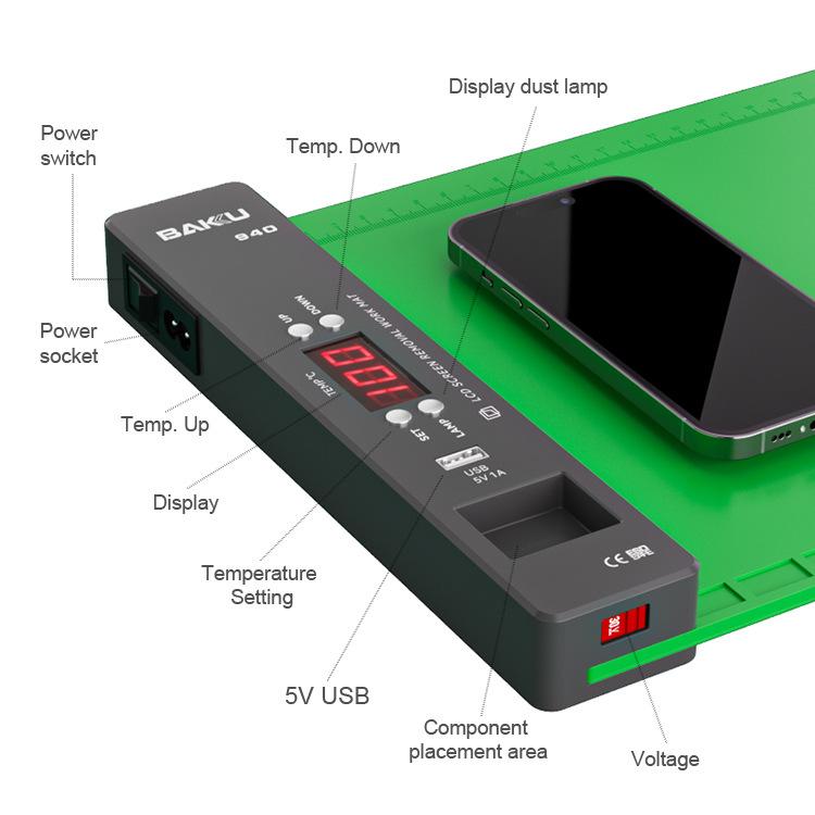 BAKU BA-940 16-inch LCD Screen Removal Work Mat With Heating System and Dust Lighting US Plug