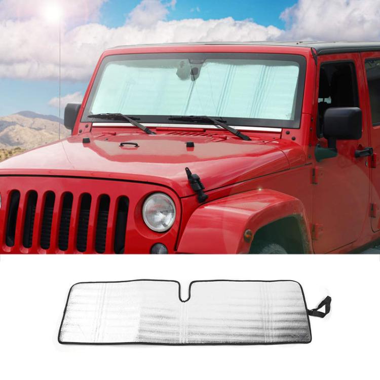 51.9 x 16.1inch For Jeep 2007-2017 Wrangler JK Car Front Windshield Sunshade - Black+Silver