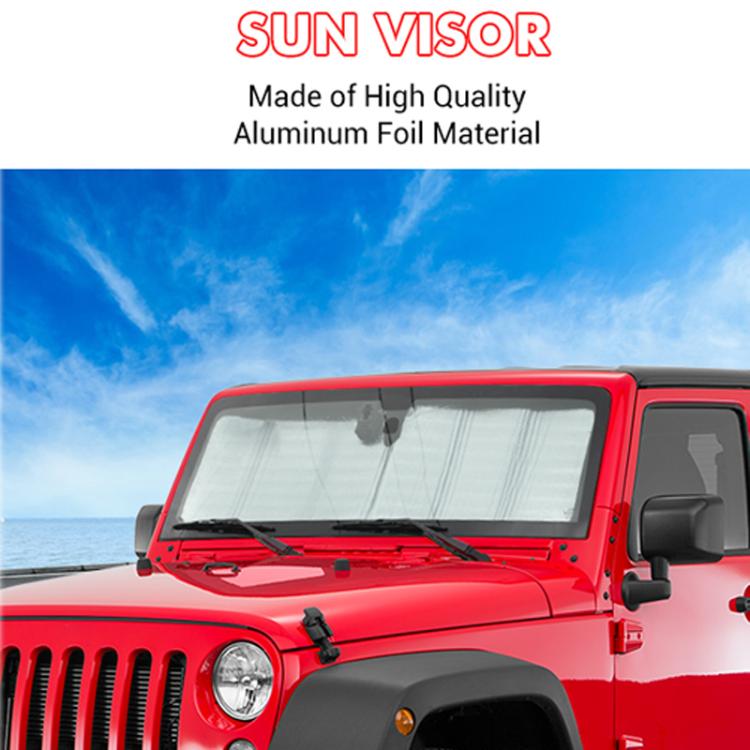 51.9 x 16.1inch For Jeep 2007-2017 Wrangler JK Car Front Windshield Sunshade - Black+Silver
