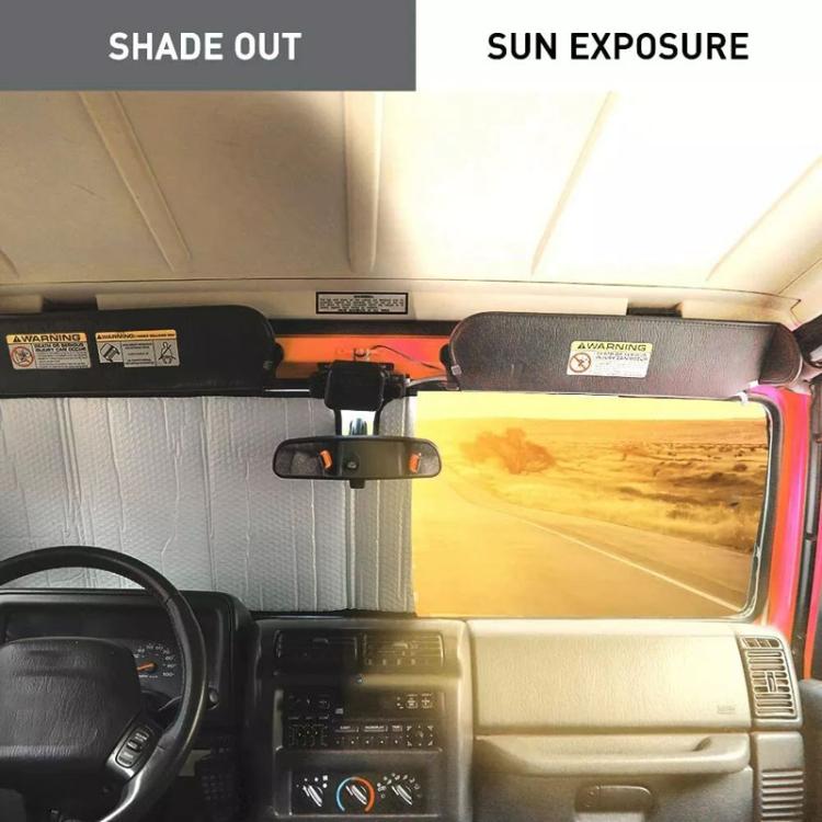 51.9 x 16.1inch For Jeep 2007-2017 Wrangler JK Car Front Windshield Sunshade - Black+Silver