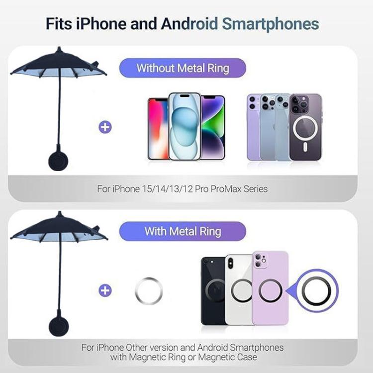 Magnetic Phone Mini Umbrella Waterproof Sunshade With Finger Ring