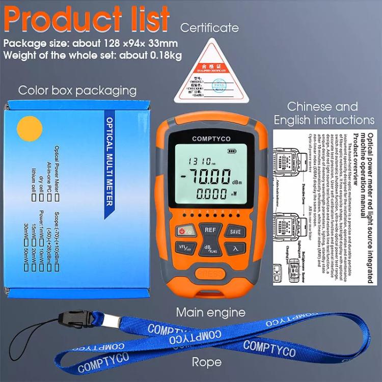 4 In 1 Mini Optical Power Meter Red Light Integrated Machine Portable Power Test Equipment, Model: M50 15mw