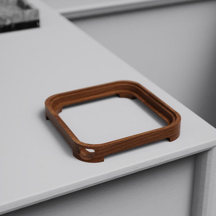 For MAC Mini M4 Wooden Desktop Host Bracket Base Heat Dissipation Rack, Spec: Walnut