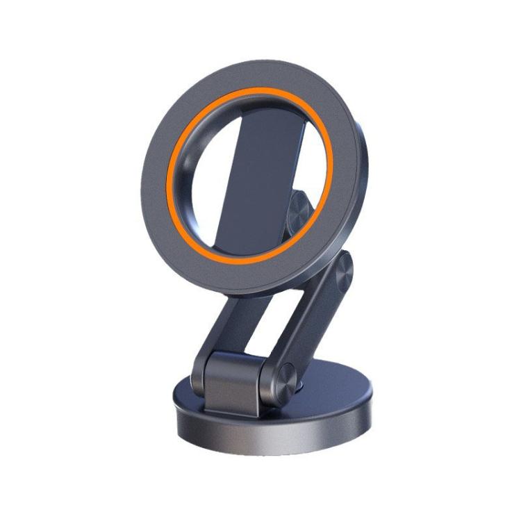 JK-319 Universal Foldable Car Cell Phone Holder Car Dashboard Rotating Magnetic Navigation Mount - Black