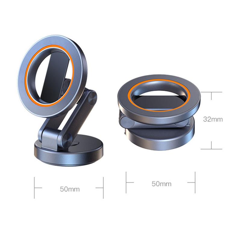 JK-319 Universal Foldable Car Cell Phone Holder Car Dashboard Rotating Magnetic Navigation Mount - Black