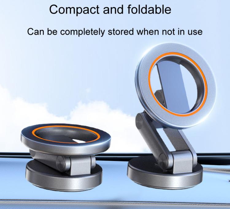 JK-319 Universal Foldable Car Cell Phone Holder Car Dashboard Rotating Magnetic Navigation Mount - Black