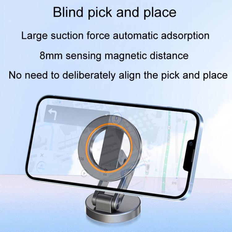 JK-319 Universal Foldable Car Cell Phone Holder Car Dashboard Rotating Magnetic Navigation Mount - Black