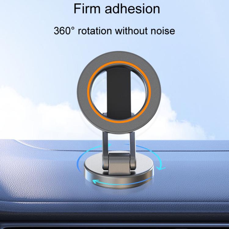 JK-319 Universal Foldable Car Cell Phone Holder Car Dashboard Rotating Magnetic Navigation Mount - Black